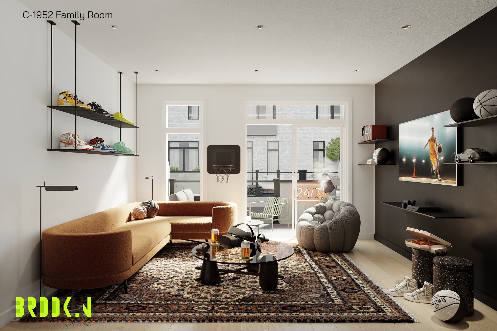 C-1952 Family Room elevation, Brooklin Towns