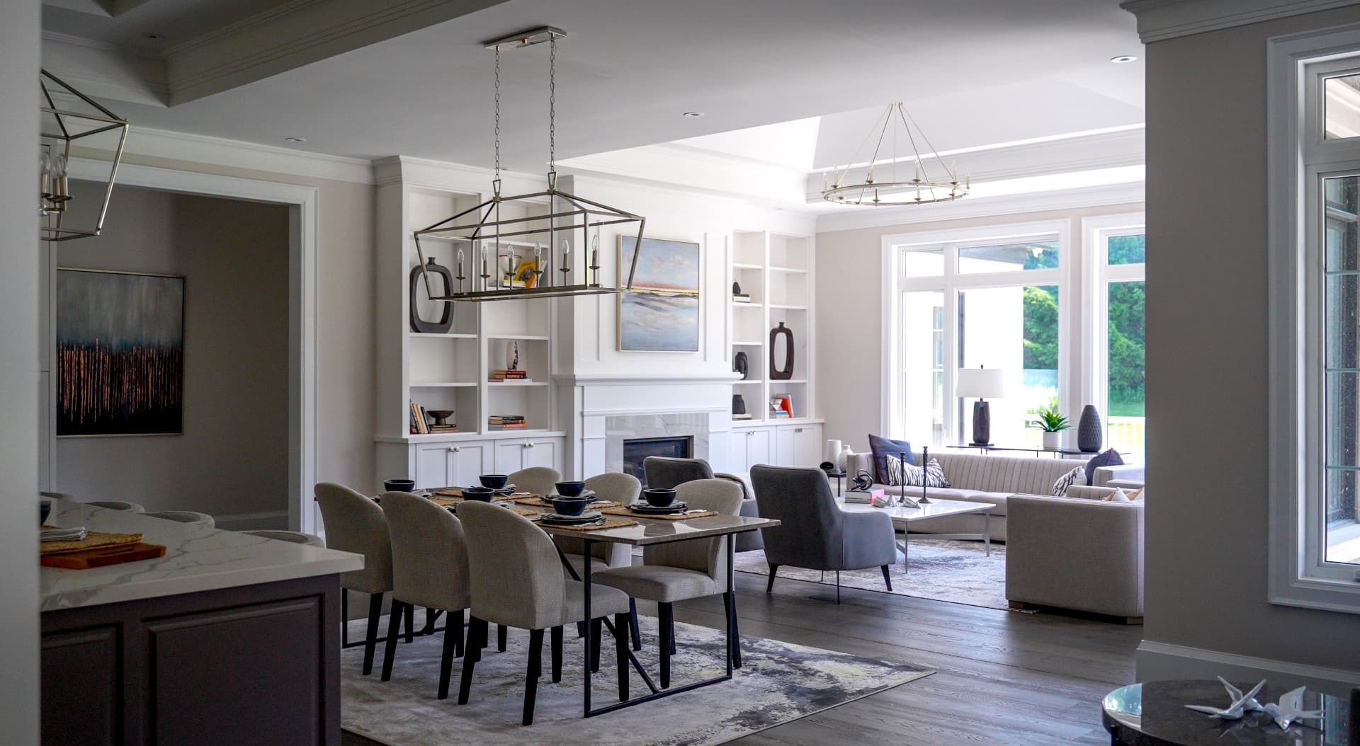 Open-concept dining and living area in a Coppin Forest Estates model home