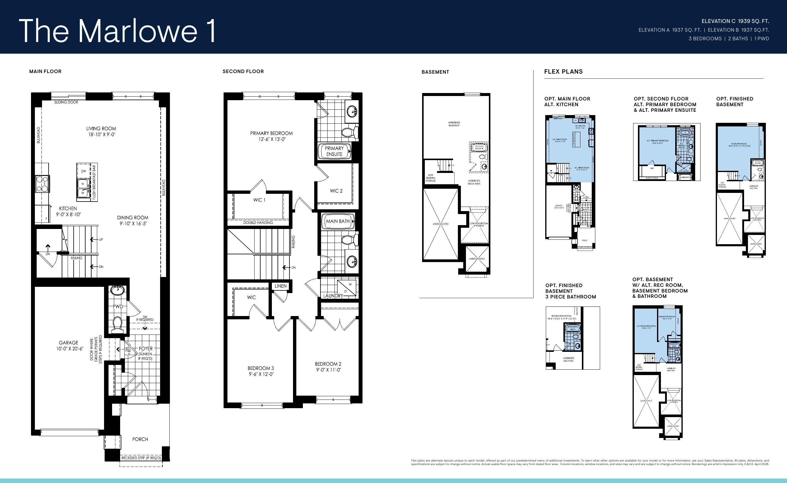 Marlowe 1 floor plan — Creekstone by Minto Communities, Courtice