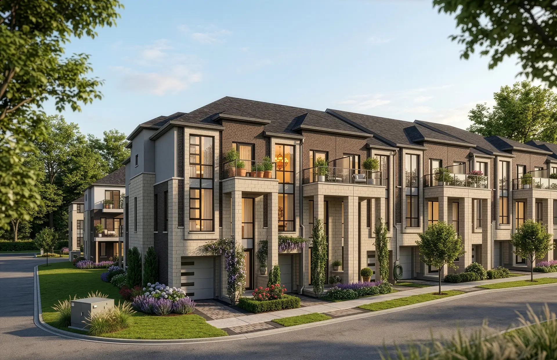 The Cedar Collection — Traditional Townhomes rendering at Woodbine Parkside
