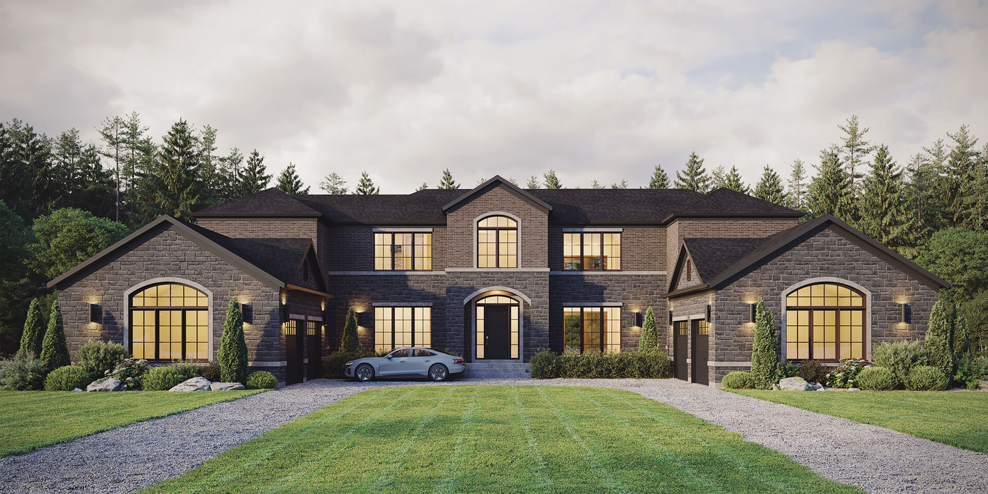The Inverness exterior rendering at Coppin Forest Estates