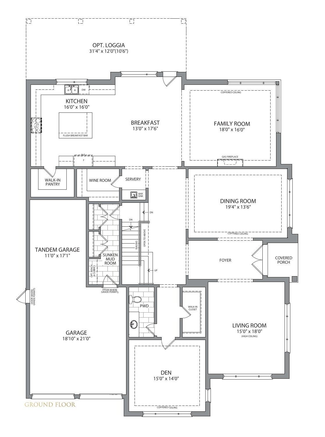 Veneto ground floor plan at Monteverdi Estates