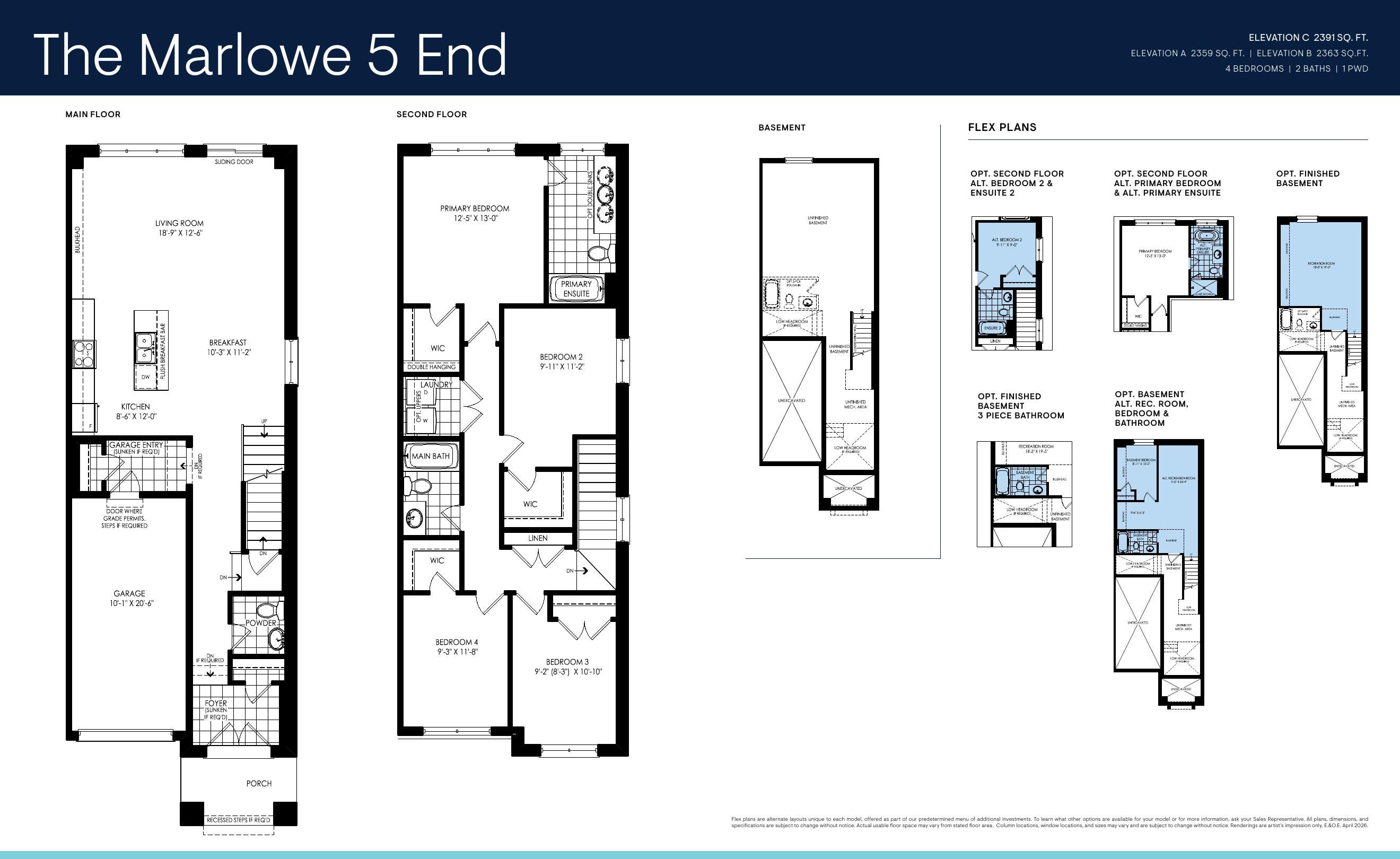 Marlowe End floor plan — Creekstone by Minto Communities, Courtice