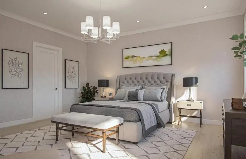 Primary bedroom rendering at Triple Crown Estates