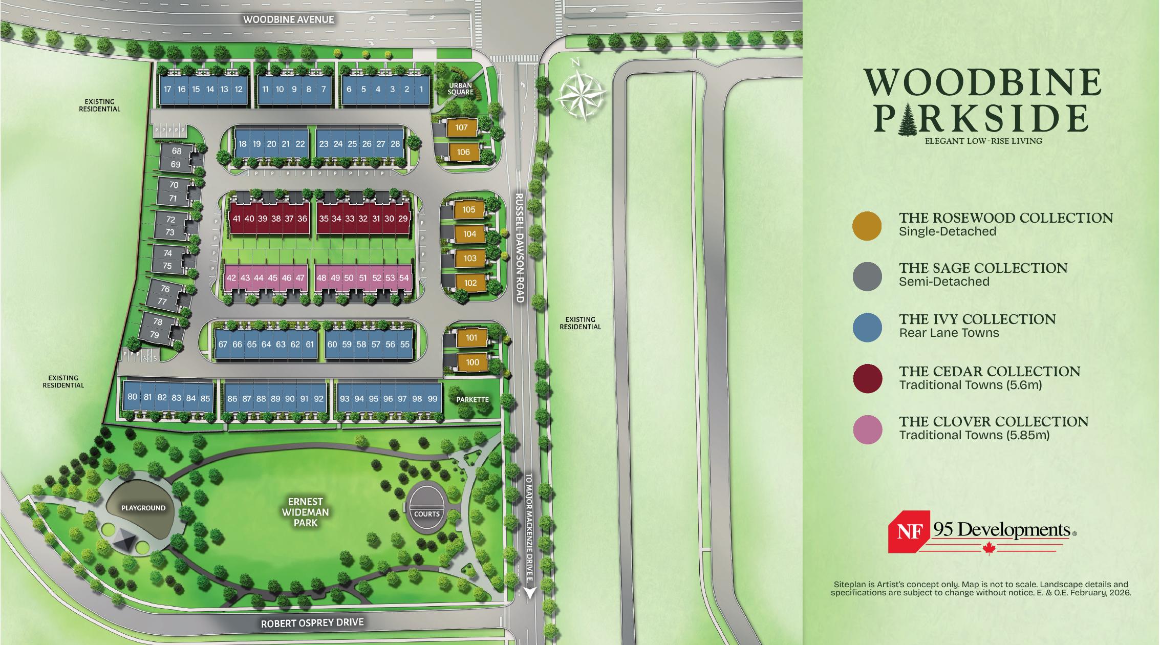 Woodbine Parkside community site plan by 95 Developments