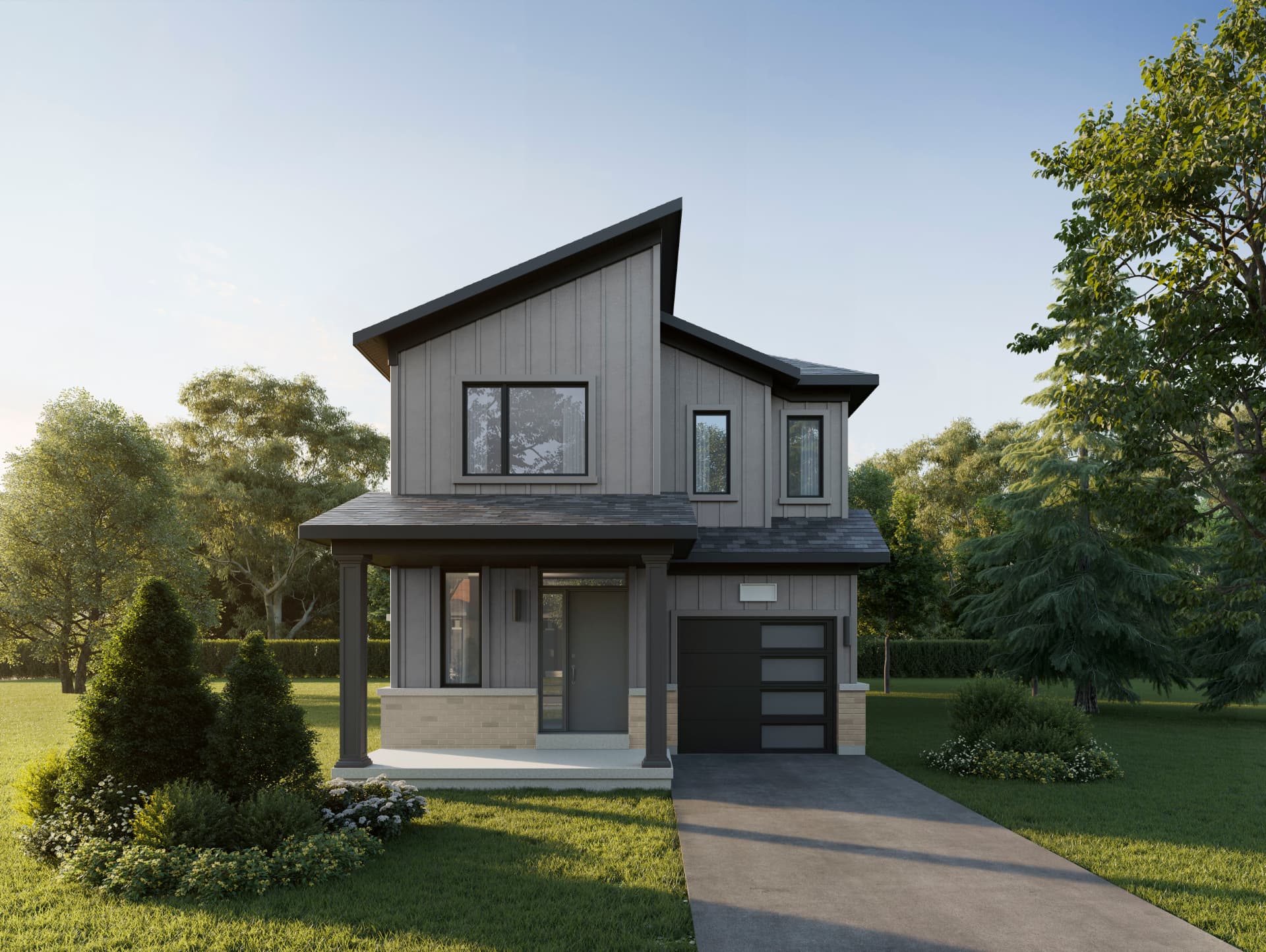 Modern Farmhouse elevation on a 30-foot Creekstone detached home in Courtice