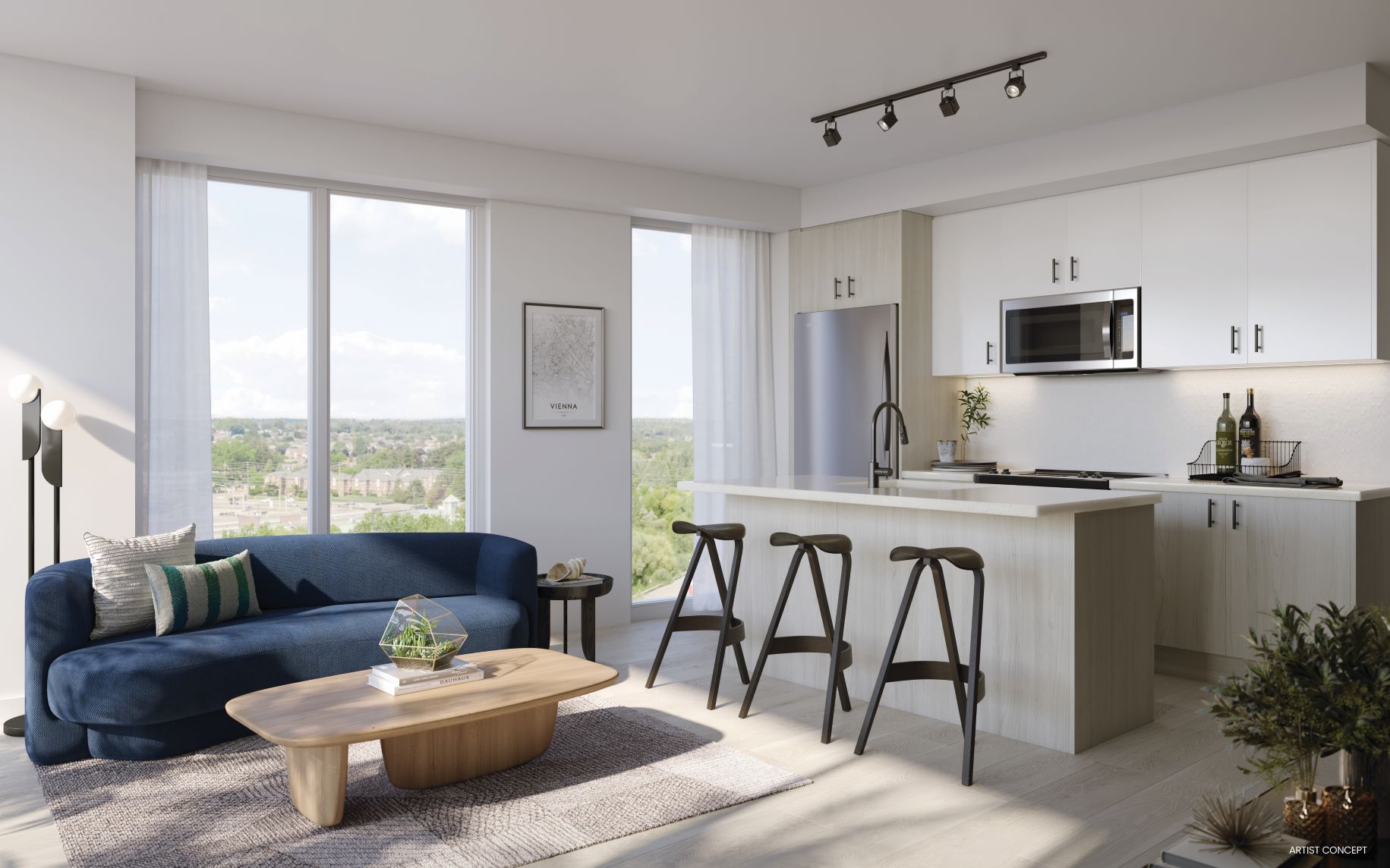 Suite interior — light finish palette elevation, VuPoint Tower 2