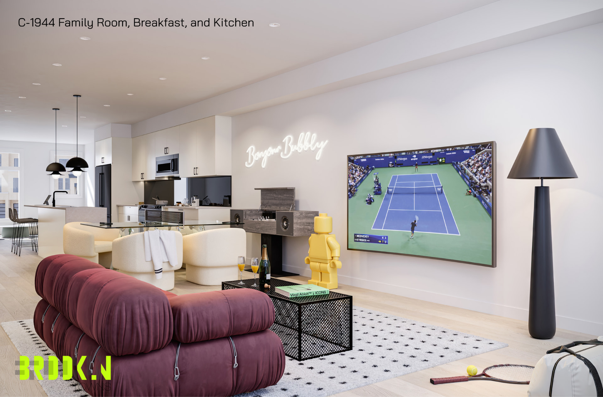 C-1944 Family Room, Breakfast & Kitchen elevation, Brooklin Towns