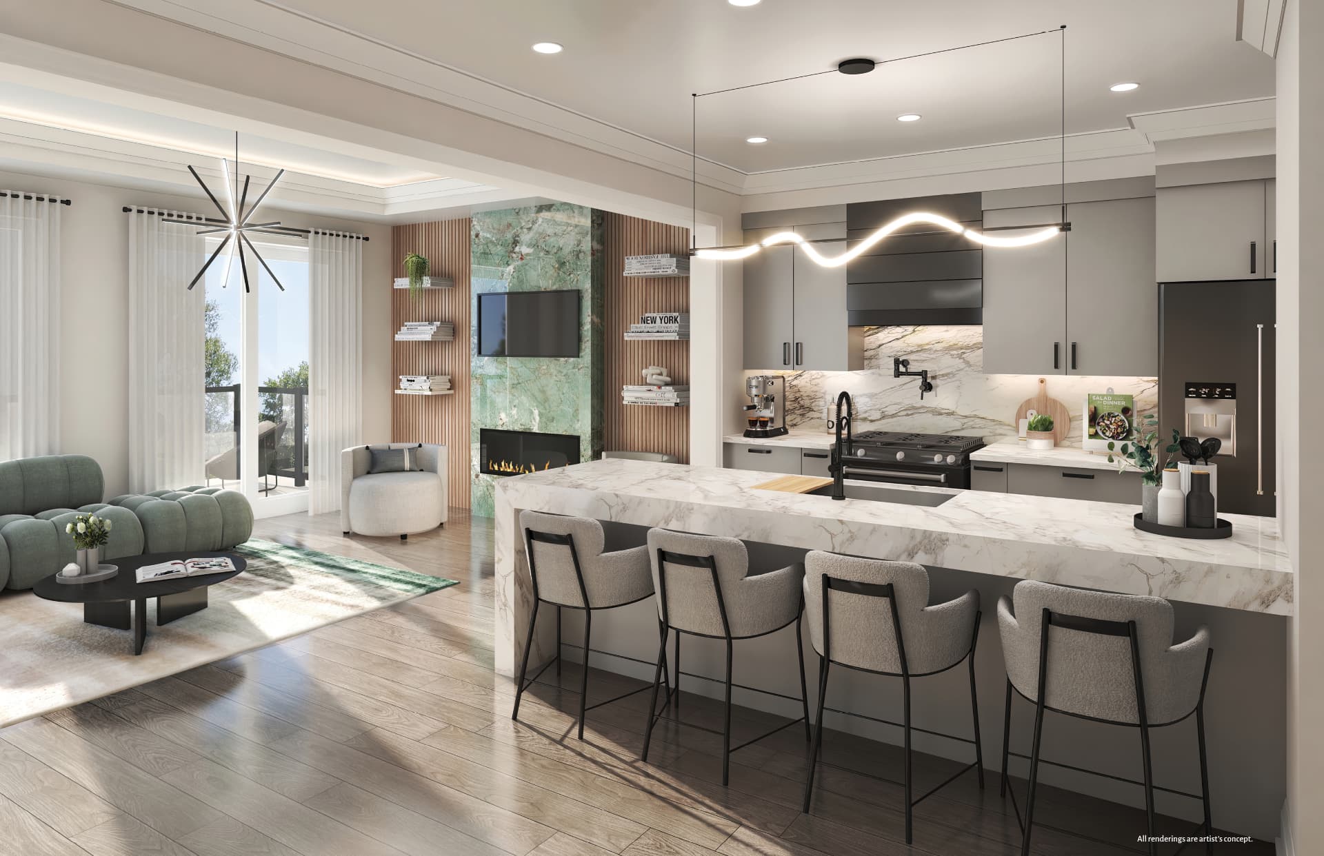Kitchen rendering at Woodbine Parkside, Markham