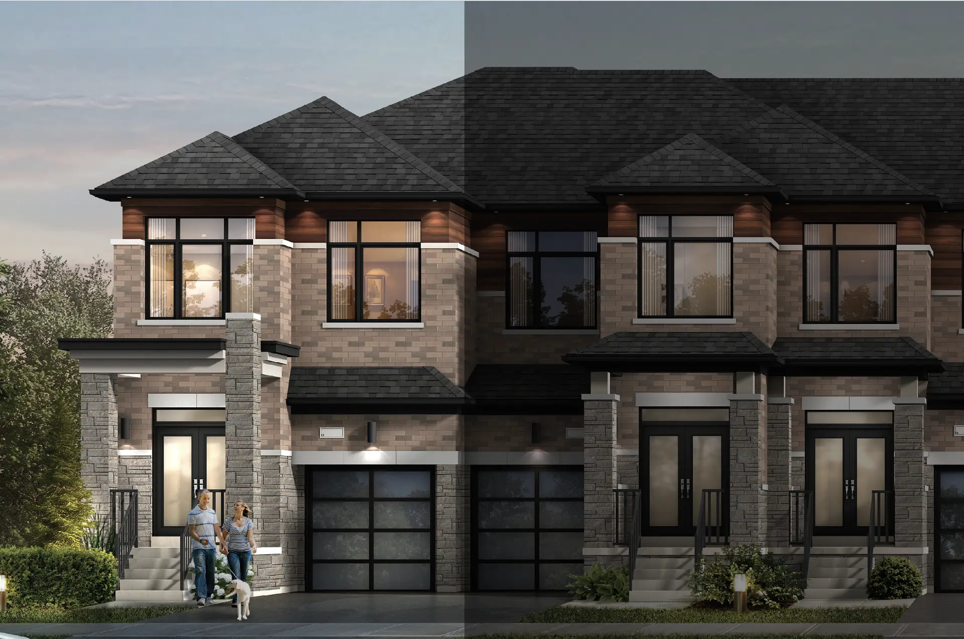 The Oak End elevation rendering at Modo at Seatonville