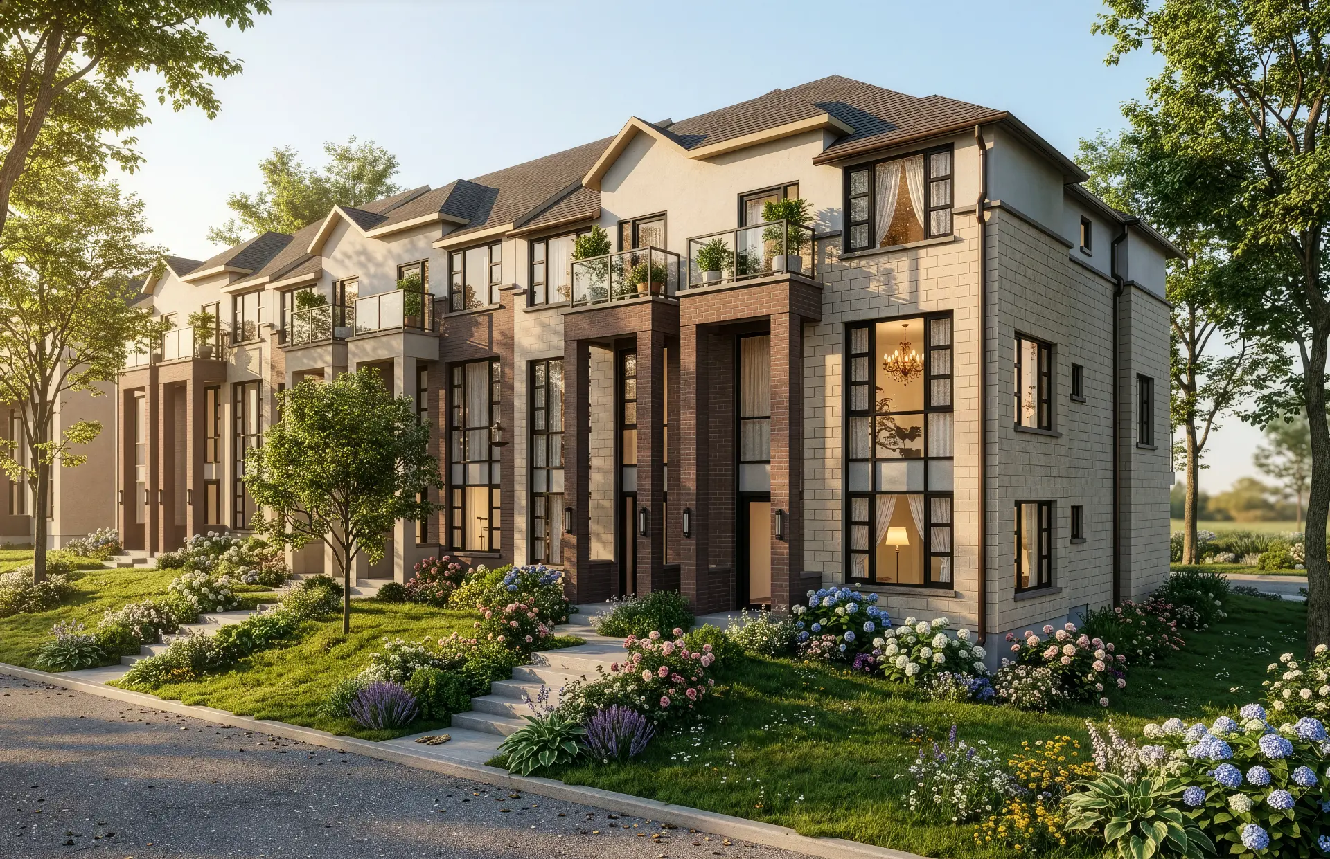 The Ivy Collection — Rear Lane Townhomes rendering at Woodbine Parkside
