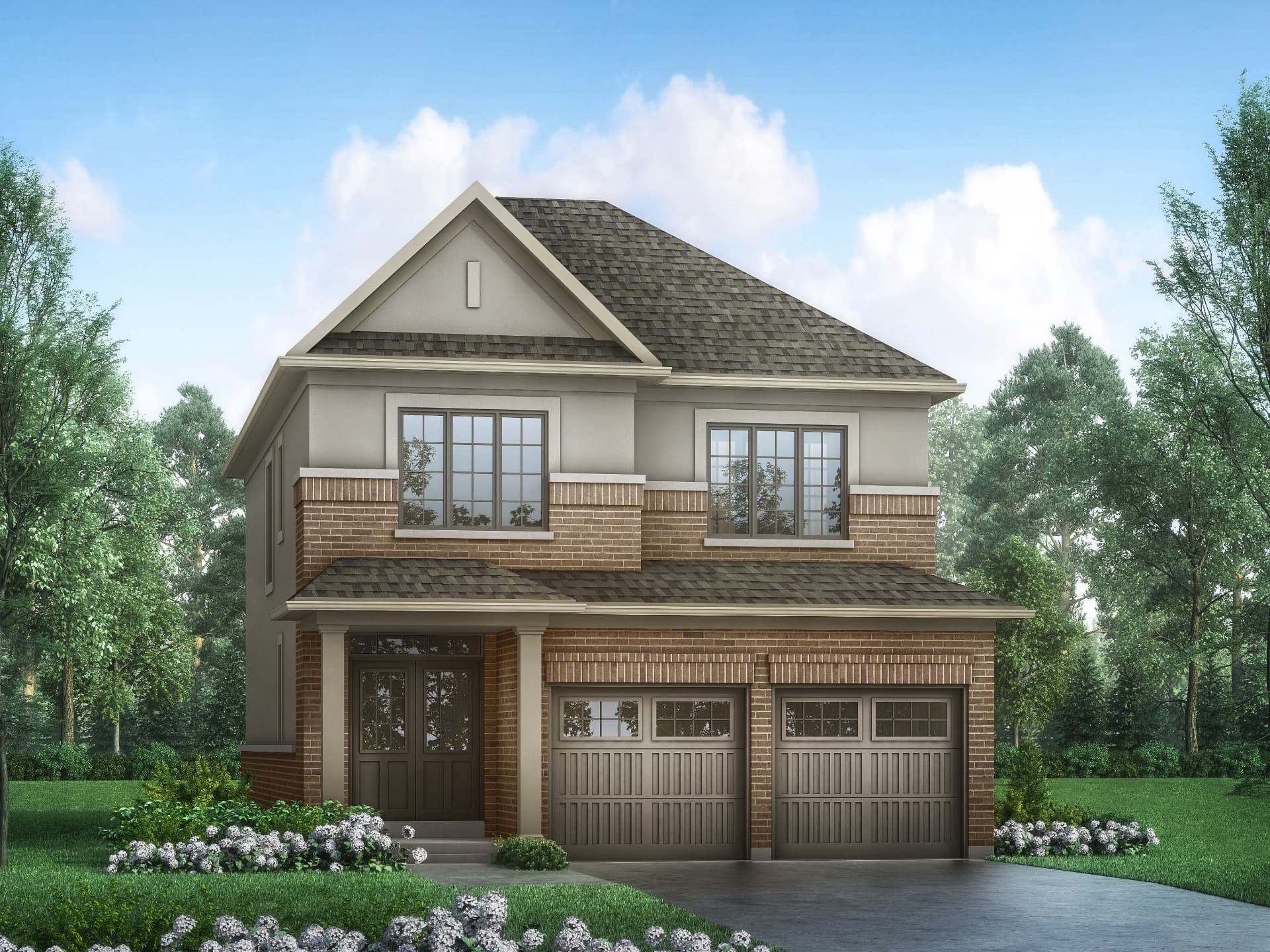 Streetscape rendering of detached homes at Orchard South in Bowmanville