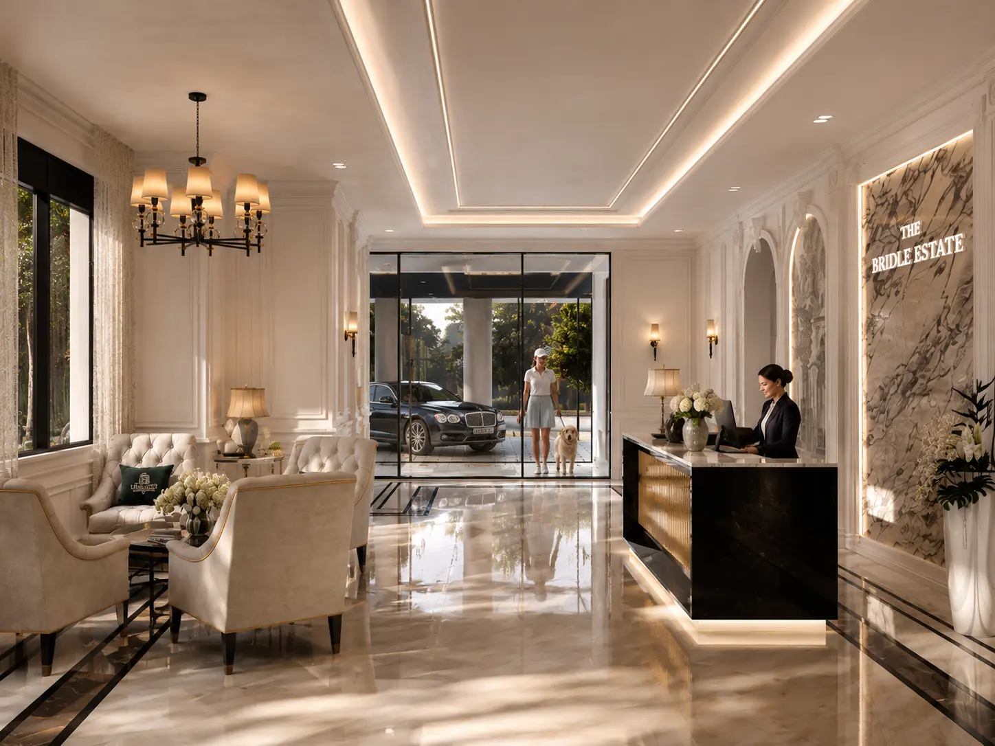 The Bridle Estate lobby with concierge desk