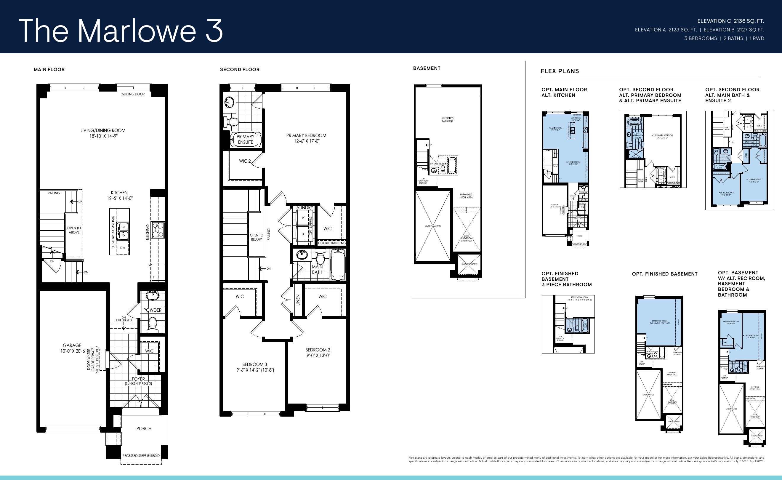 Marlowe 3 floor plan — Creekstone by Minto Communities, Courtice
