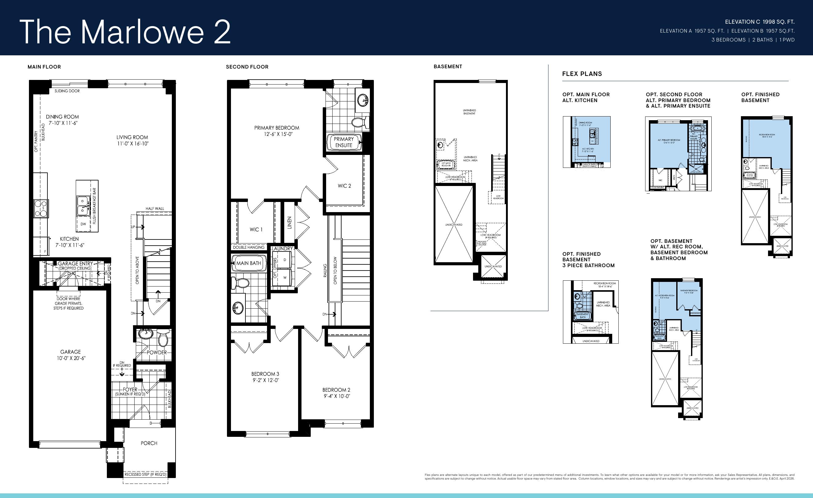 Marlowe 2 floor plan — Creekstone by Minto Communities, Courtice