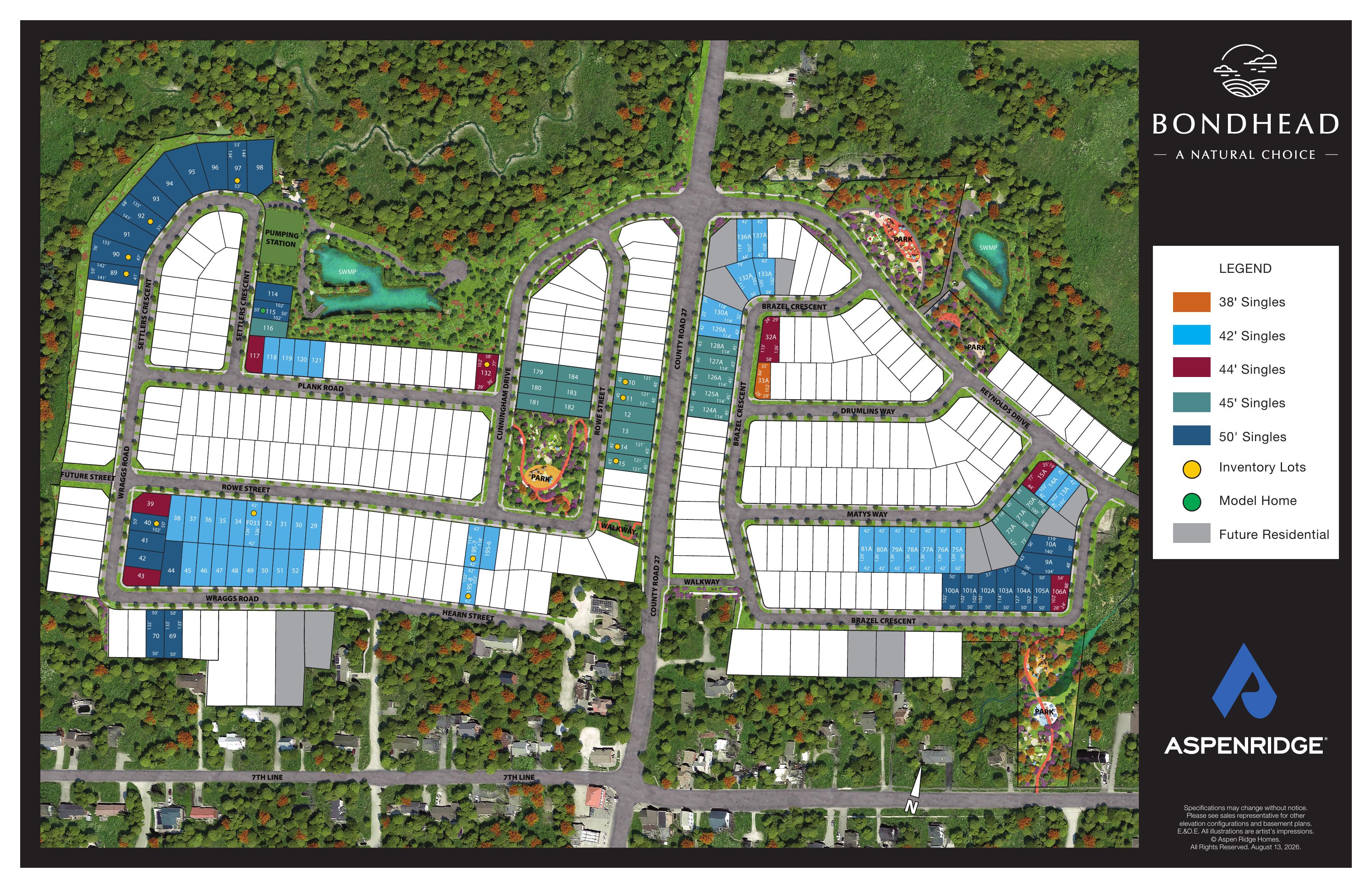 Bondhead by Aspen Ridge Homes community site plan