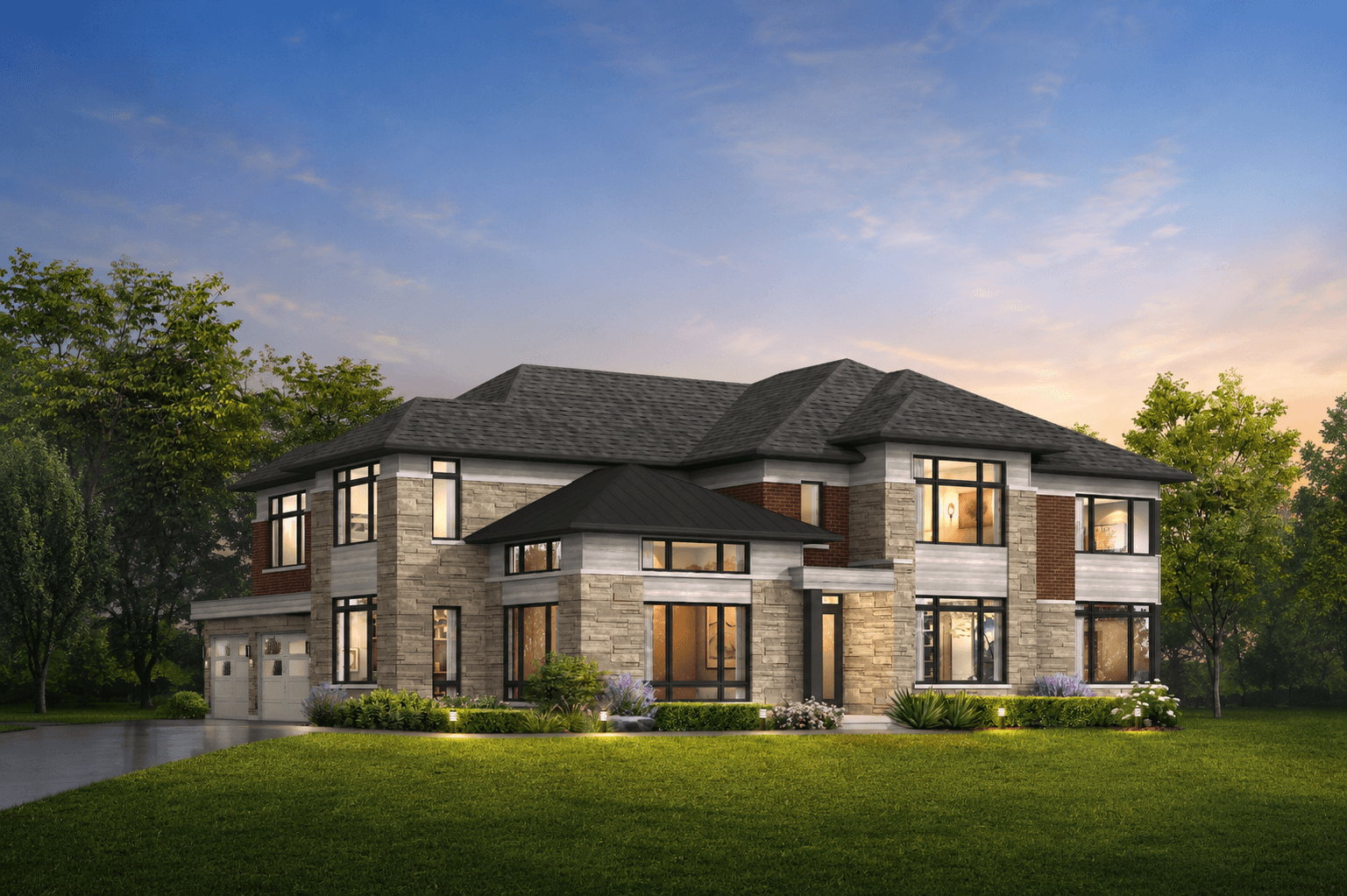 Veneto Elevation B exterior rendering at Monteverdi Estates in Aurora